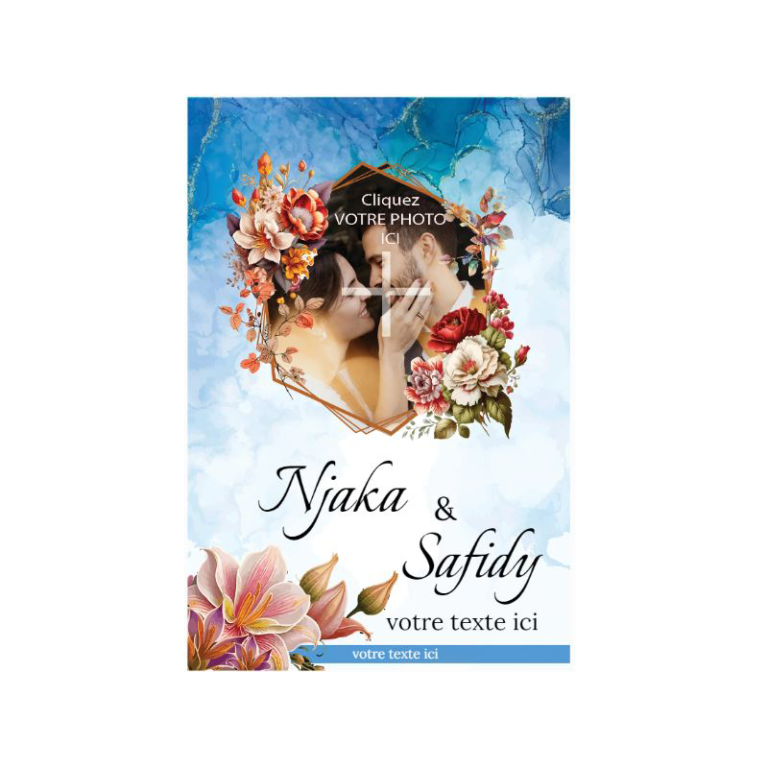 Tableau toile Poster Mariage texte éditable 60 cm x 40 cm