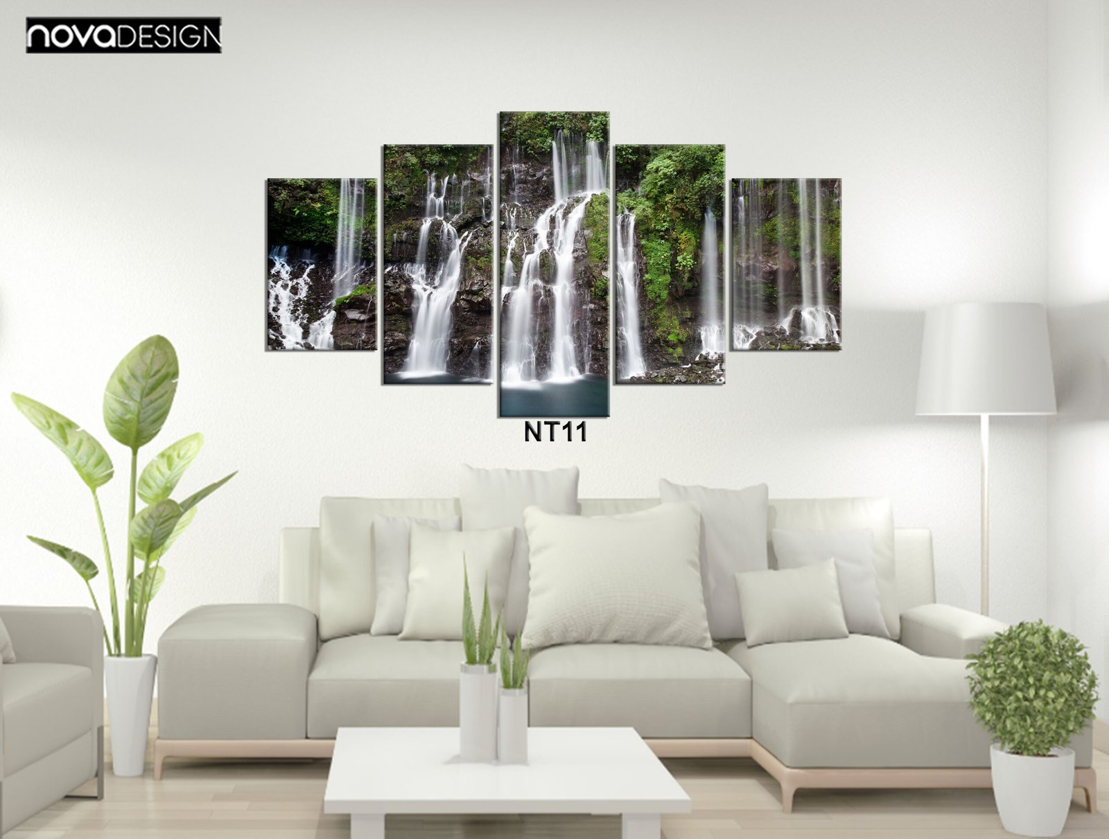 Tableau canvas 5 pièces Cascade tropicale