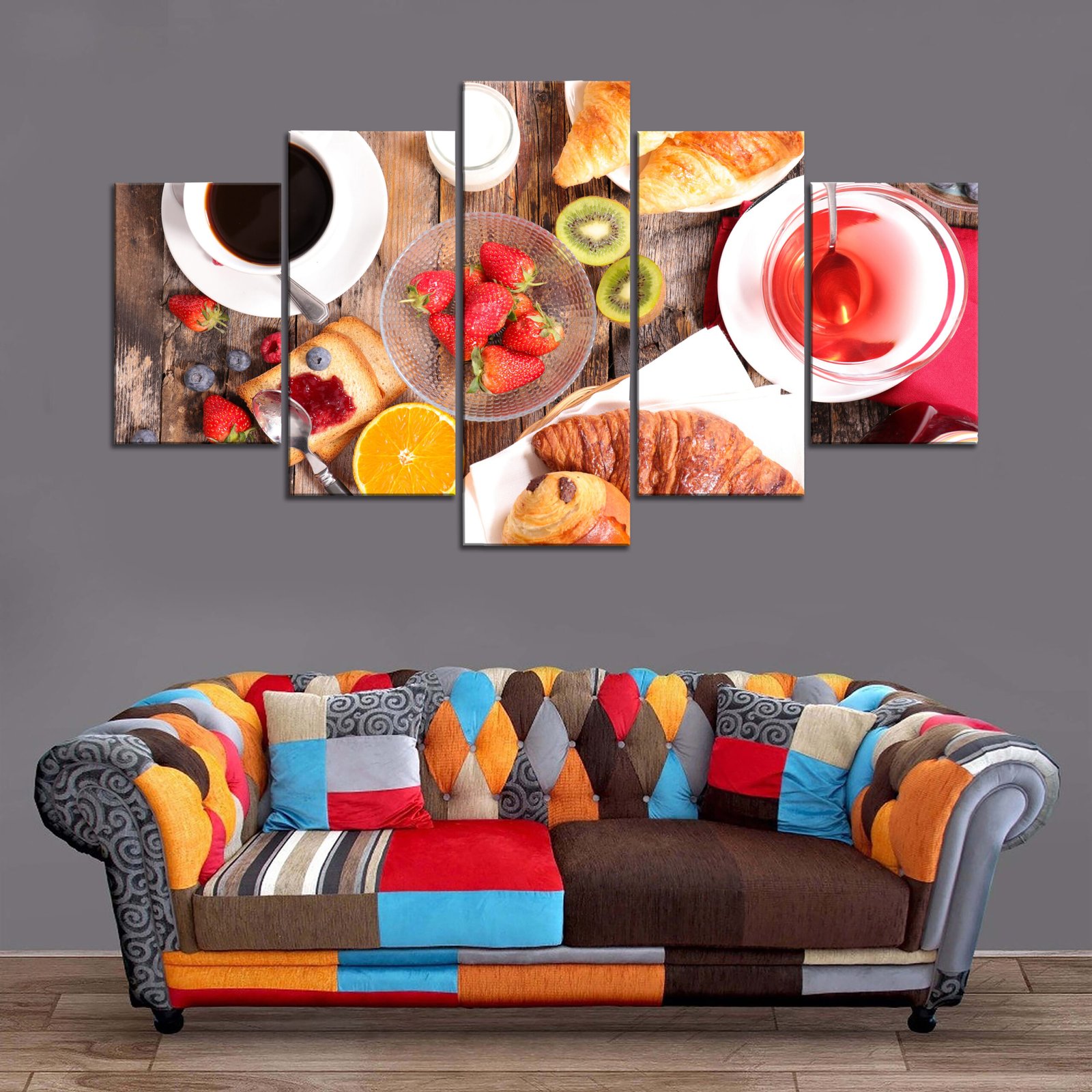 Tableau canvas 5 pièces Petit déjeuner gourmand — petit déjeuner