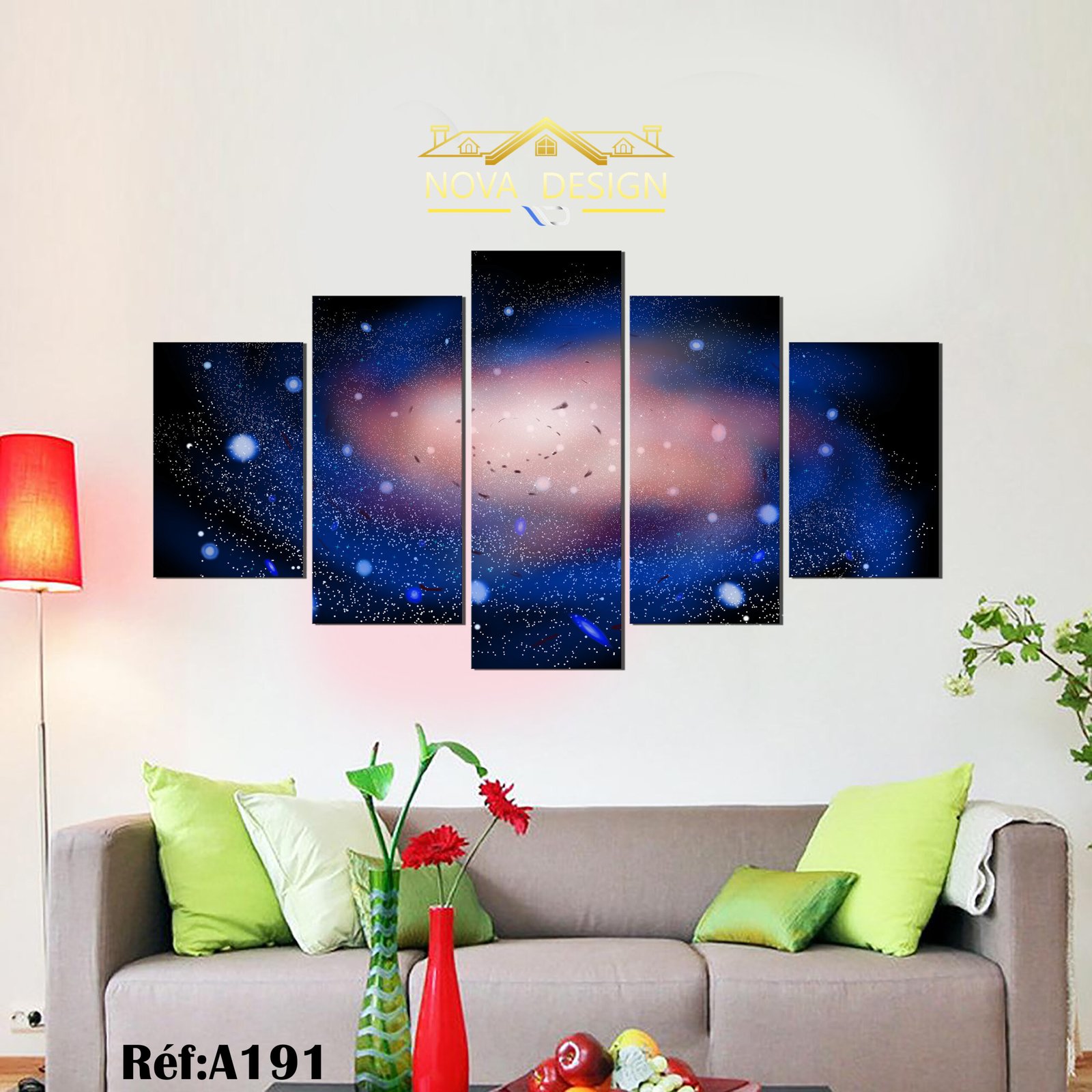 Tableau canvas Galaxy 5 pièces — galaxie