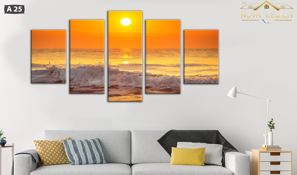 Tableau canvas 5 pièces - Coucher de soleil sur l'océan — coucher de soleil sur l'océan