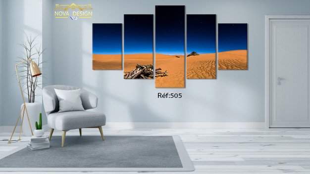 Tableau canvas 5 pièces Dunes de sable sous ciel étoilé — dunes de sable sous ciel étoilé