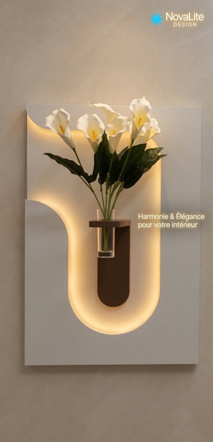 Tableau Lampe murale fleurs lumineuses design biophilique