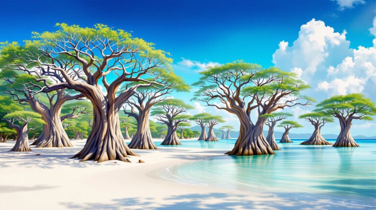 Visuel lagon turquoise et baobabs